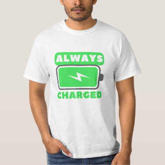 Mens premium energetic T-shirt. Always Charged. T-Shirt