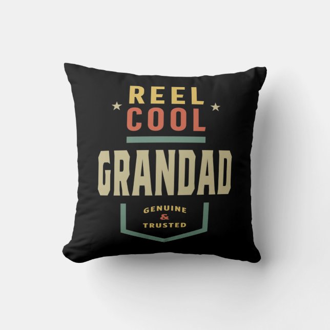 Mens Product Reel Cool Grandad Fishing Gift Cushion (Front)