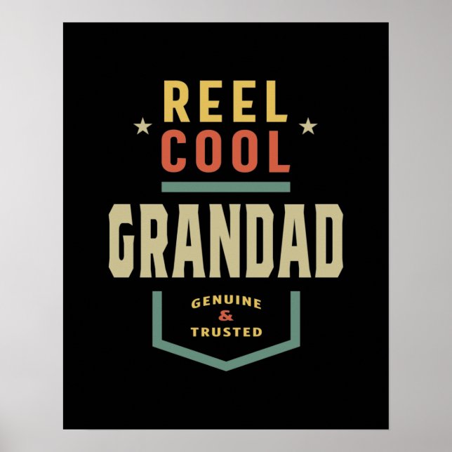 Mens Product Reel Cool Grandad Fishing Gift Poster (Front)
