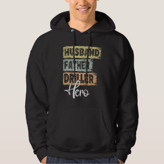 Mens Profession dad hero father Driller Raglan Bas Hoodie