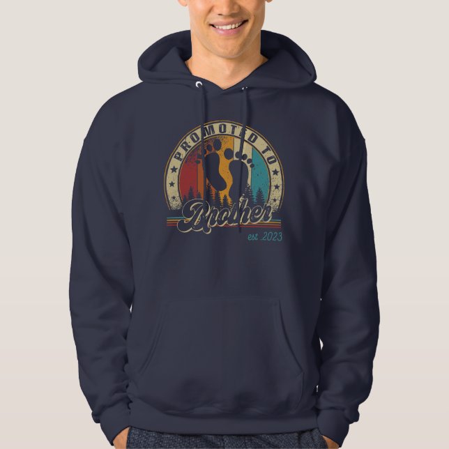 Mens Promoted to Brother Est 2023 First Time Hoodie (Front)