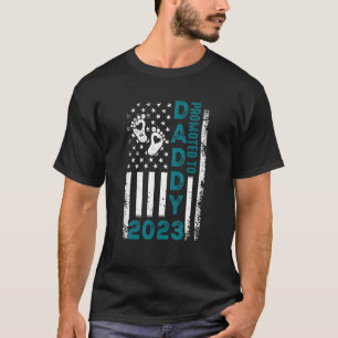 Mens Promoted To Daddy 2023 American Flag New Dad T-Shirt