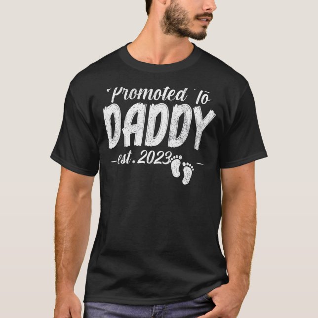 Mens Promoted To Daddy 2023   New Baby Family 1 T-Shirt (Front)