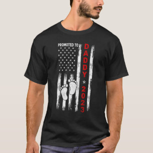 Mens Promoted To Daddy 2023 Us Flag First Time Dad T-Shirt