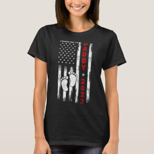 Mens Promoted To Daddy 2023 Us Flag First Time Dad T-Shirt