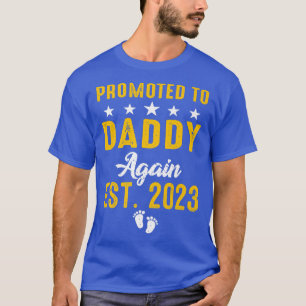 Mens Promoted To Daddy Again 2023 Funny Pregnancy T-Shirt