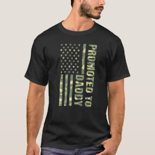 Mens Promoted To Daddy American Flag Camo Fathers T-Shirt