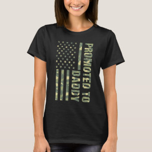 Mens Promoted To Daddy American Flag Camo Fathers T-Shirt