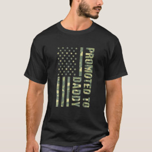 Mens Promoted To Daddy American Flag Camo Father's T-Shirt