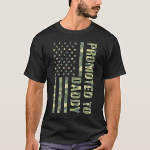 Mens Promoted To Daddy American Flag Camo Fathers T-Shirt