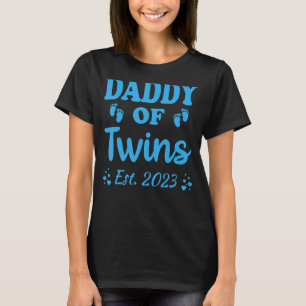 Mens Promoted To Daddy Of Twins 2023 Pregnancy Ann T-Shirt