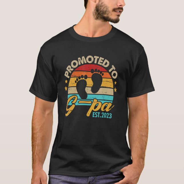 Mens Promoted to G Pa 2023 Father's Day  First Tim T-Shirt (Front)