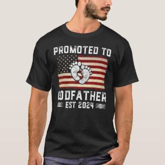 Mens Promoted To Godfather 2024 First Time Fathers T-Shirt