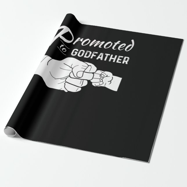 Mens Promoted To Godfather Uncle Fathers Day Gift Wrapping Paper (Unrolled)