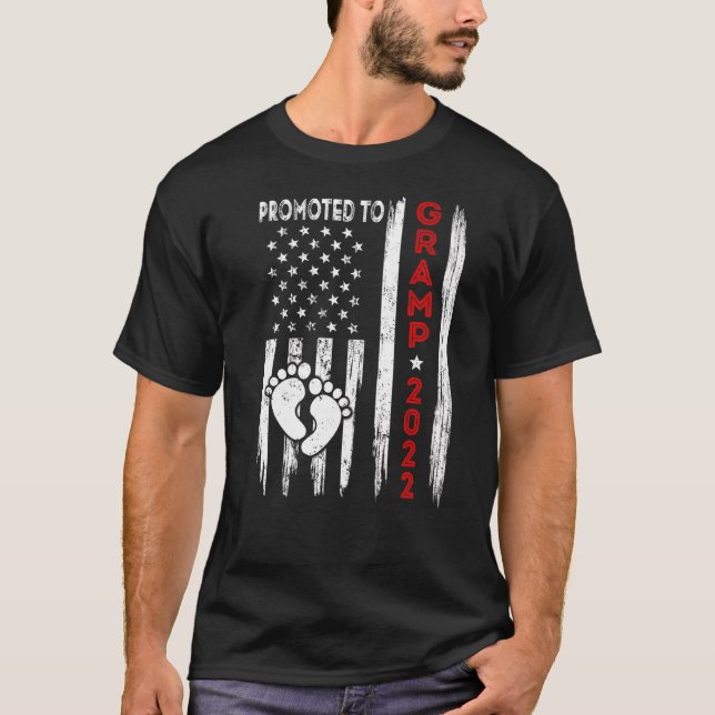 Mens Promoted To Gramp 2022 American Flag Father's T-Shirt (Front)