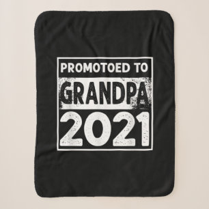Mens Promoted To Grandpa 2021 Granddad Sherpa Blanket