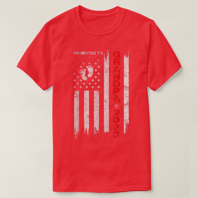 Mens Promoted To Grandpa 2023 Patriotic Flag First T-Shirt (Design Front)