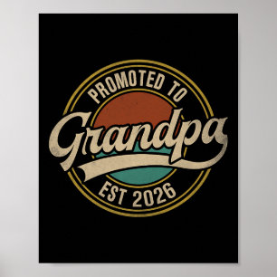 Mens Promoted To Grandpa 2026 New Grandfather Baby Poster