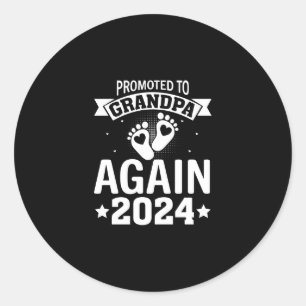 Men's Promoted To Grandpa Again Est 2024 Classic Round Sticker
