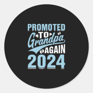 Men's Promoted To Grandpa Again Est 2024 Classic Round Sticker