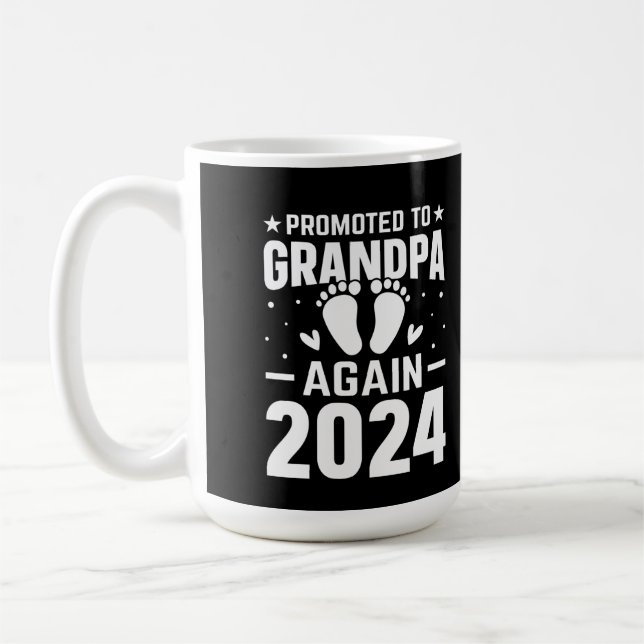 Men's Promoted To Grandpa Again Est 2024 Coffee Mug (Left)