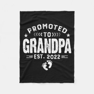Mens Promoted To Grandpa Est 2022 Funny New Grandp Fleece Blanket
