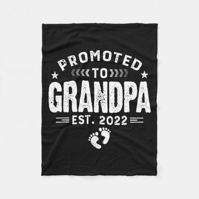 Mens Promoted To Grandpa Est 2022 Funny New Grandp Fleece Blanket (Front)