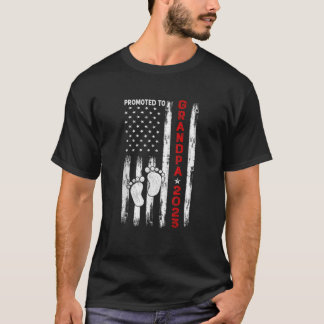 Mens Promoted To Grandpa Est 2023 American Flag Vi T-Shirt
