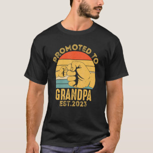 Mens Promoted To Grandpa Est 2023 First Time Grand T-Shirt