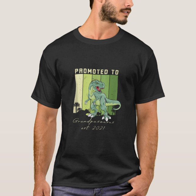 Mens Promoted to Grandpasaurus 2021 New Grandpa T  T-Shirt (Front)