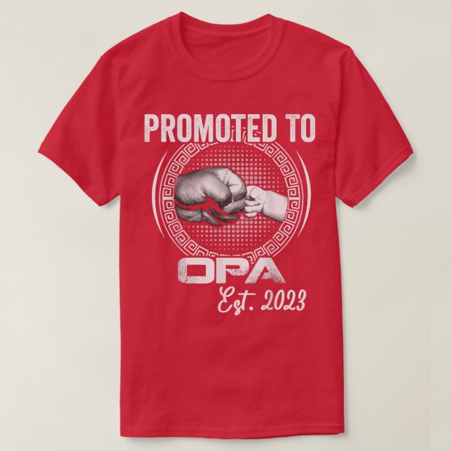 Mens Promoted to Opa Est 2023 Funny Pregnancy Anno T-Shirt (Design Front)