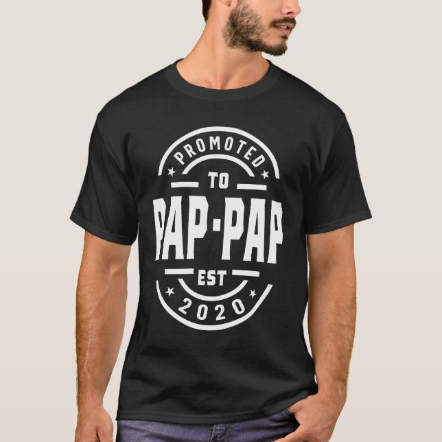 Mens Promoted To Pap-Pap Est. 2020 Grandpa Gift T-Shirt (Front)