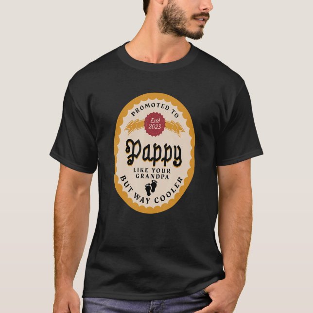 Mens Promoted to Pappy 2023 for New Grandpa called T-Shirt (Front)