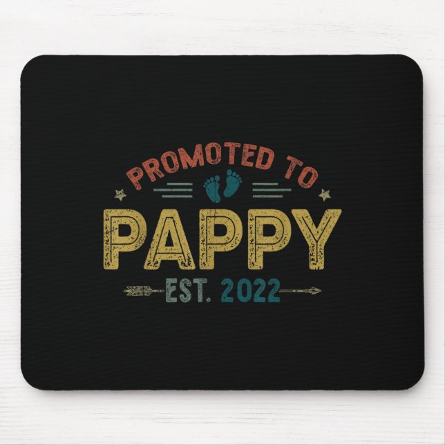 Mens Promoted To Pappy Est 2022 Funny New Pappy  Mouse Mat (Front)