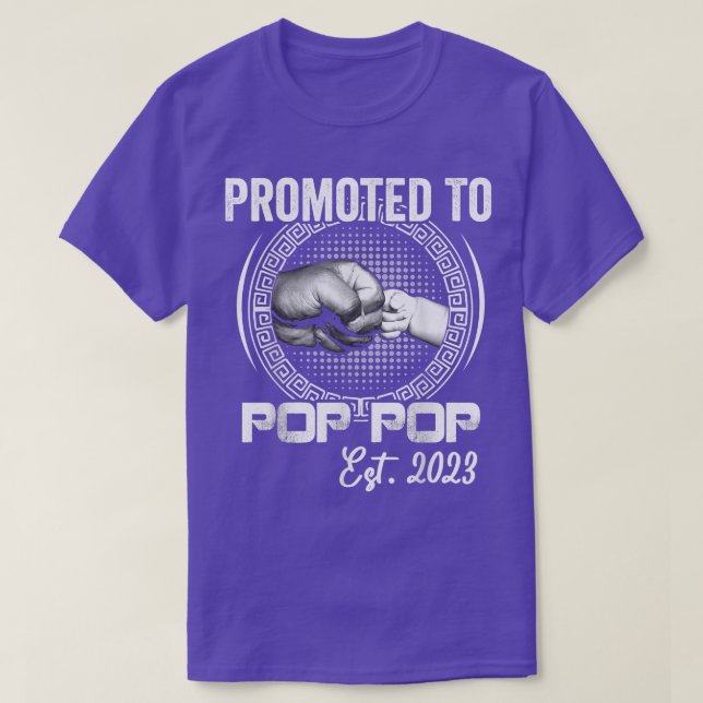 Mens Promoted to Pop Pop Est 2023 Funny Pregnancy  T-Shirt (Design Front)