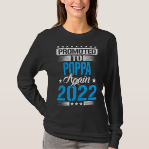 Mens Promoted To Poppa Grandpa Again 2022 Reveal F T-Shirt