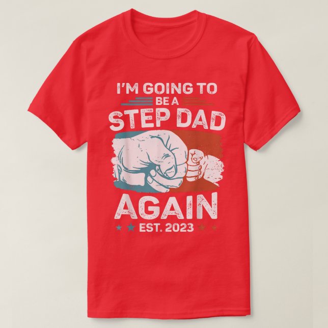 Mens Promoted To StepDad Again Pregnancy Baby Anno T-Shirt (Design Front)