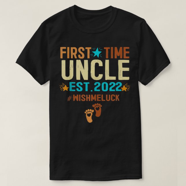 Mens Promoted To Uncle 2022 First Time Uncle Est 2 T-Shirt (Design Front)