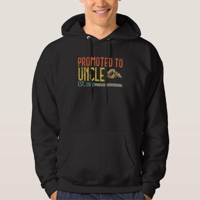 Mens Promoted To Uncle 2022  For New Dad First Tim Hoodie (Front)