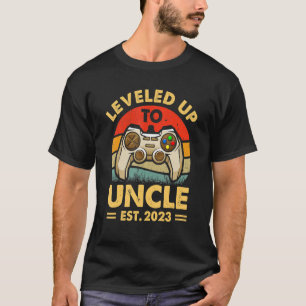 Mens Promoted To Uncle Est 2023  Levelled Up To Un T-Shirt