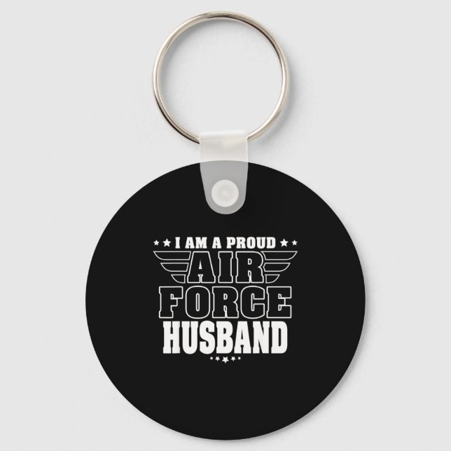 Mens Proud Air Force Husband Key Ring (Front)