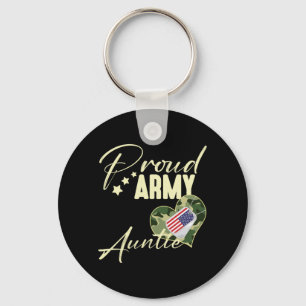 Mens Proud Army Auntie Camouflage Dog Tag Usa Key Ring