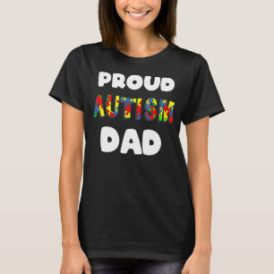 Mens Proud Autism Dad Coloured Jigsaw Puzzle Piece T-Shirt