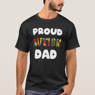 Mens Proud Autism Dad Coloured Jigsaw Puzzle Piece T-Shirt