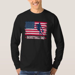 Mens Proud Basketball Dad American Flag 4th Of Jul T-Shirt