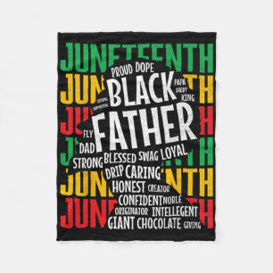 Mens Proud Black Dad Juneteenth Fathers Day Black Fleece Blanket