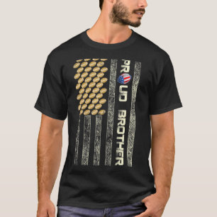 Mens Proud Brother American Flag Football Father P T-Shirt