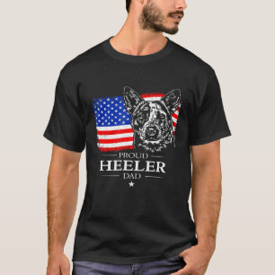 Mens Proud Cattle Dog Heeler Dad American Flag Pat T-Shirt