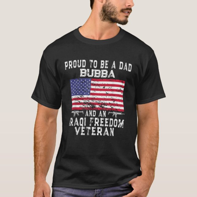Mens Proud Dad Bubba Iraqi Freedom Veteran Retro U T-Shirt (Front)