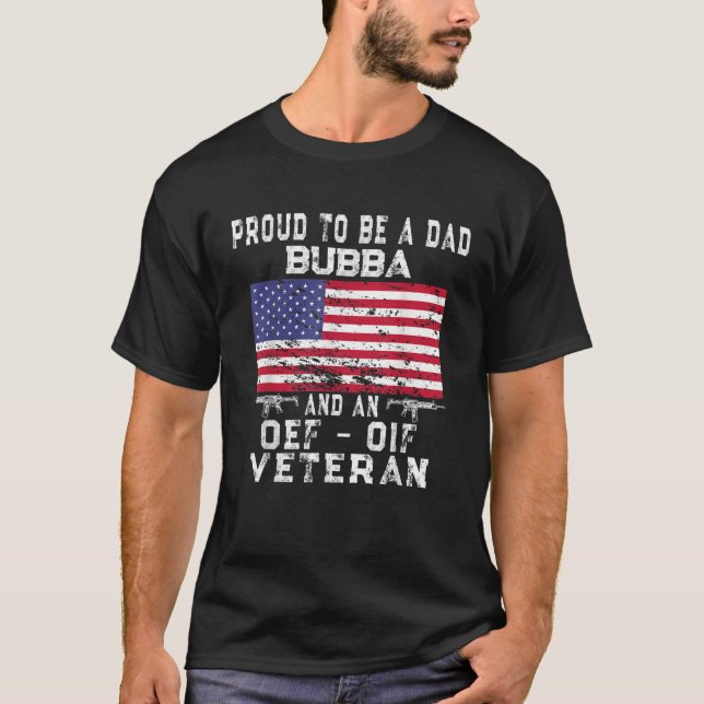 Mens Proud Dad Bubba OEF OIF Veteran Retro US Flag T-Shirt (Front)